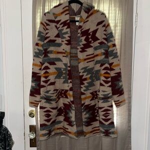 Aztec print cardigan.